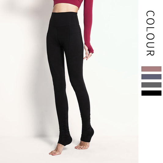 بنطال رياضي نسائي عالي الخصر من COLORVALUE، يتميز بجودة ممتازة، للتحكم في البطن، لون أسود، مزود برباط للركاب، مناسب للرياضة واليوغا.