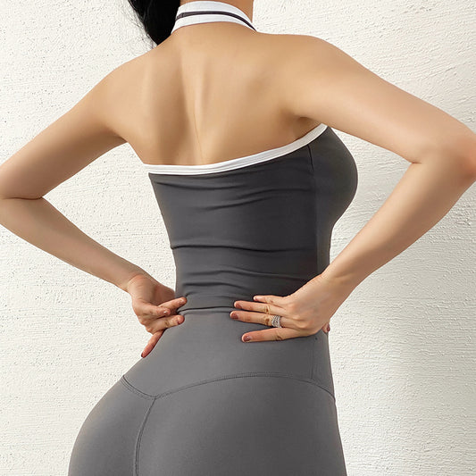 Women Padded Yoga Vest Tight Waist Length Fitness Tank Top Sport Bra Breathable Gym Bra Workout Running Top Clothes