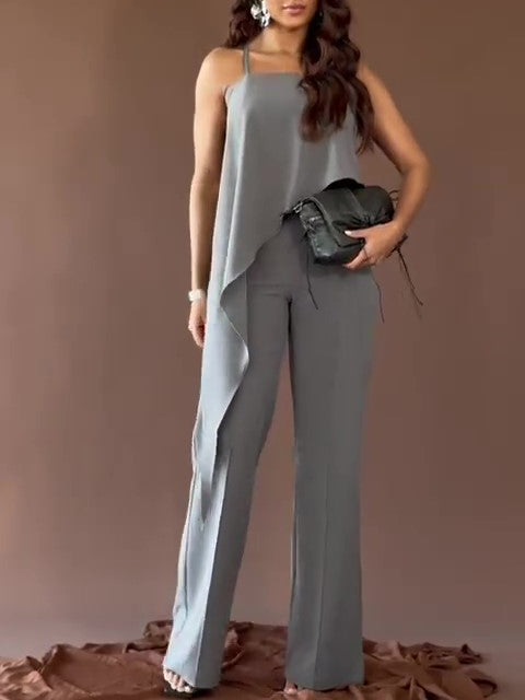 Grey Spaghetti Strap Jumpsuit