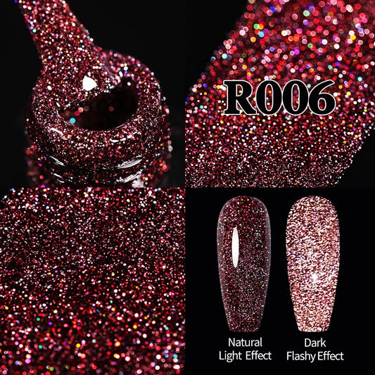 Glitter Reflective Gel Nail Polish Christmas Red UV