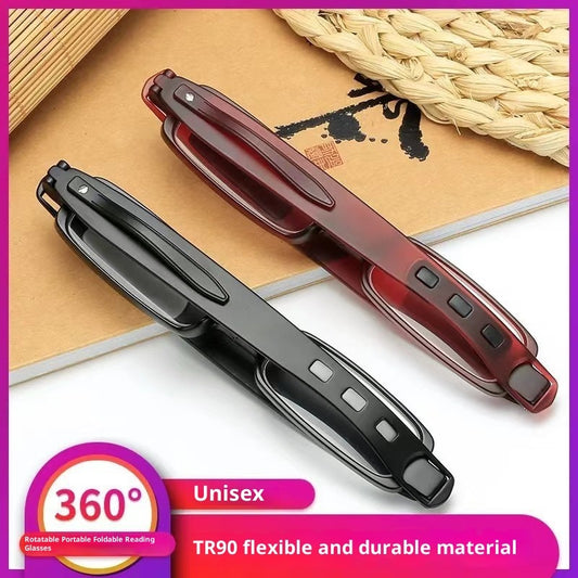 Portable Reading Foldable Leather Case For The Elderly Anti-blue Light Glasses