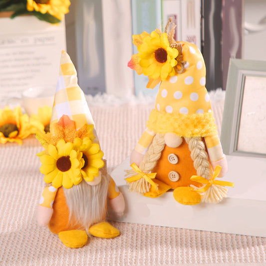 Autumn Sunflower Couple Rudolf Doll Standing Posture