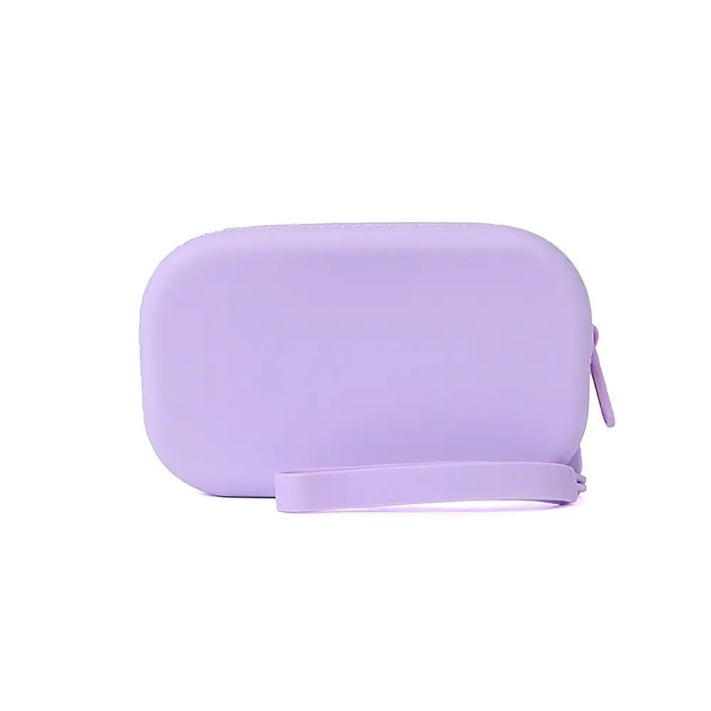 Silicone Smooth Zipper Earphone Bag Wallet Organizer Cosmetic Bag Coin Purse Women Girls