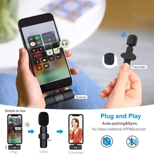 Lenovo Mini Portable Wireless Lavalier Microphone for Live Broadcast Gaming Audio Video Recording iPhone Android
