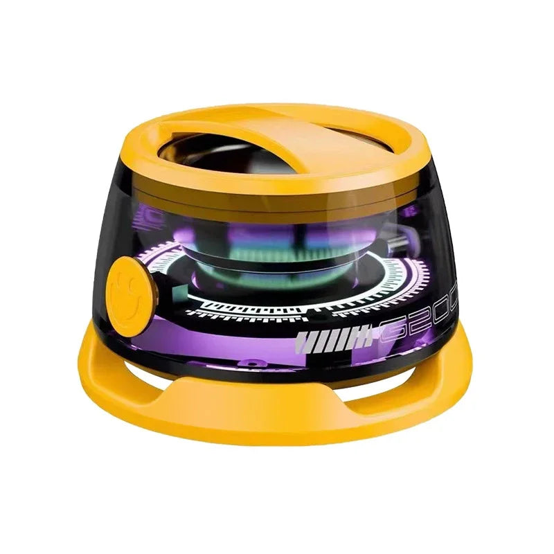 Mini Travel Stereo Speaker Outdoor Magnetic Bluetooth Speaker Wireless Portable with RGB Color Light and Phone Holder for IOS