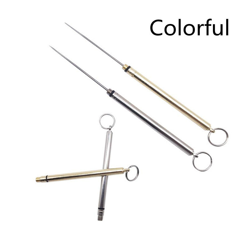Brass Portable Waterproof Warehouse Titanium Alloy Toothpick Combination Toothpick Brass Cylinder Outdoor Portable Butt Toothpick