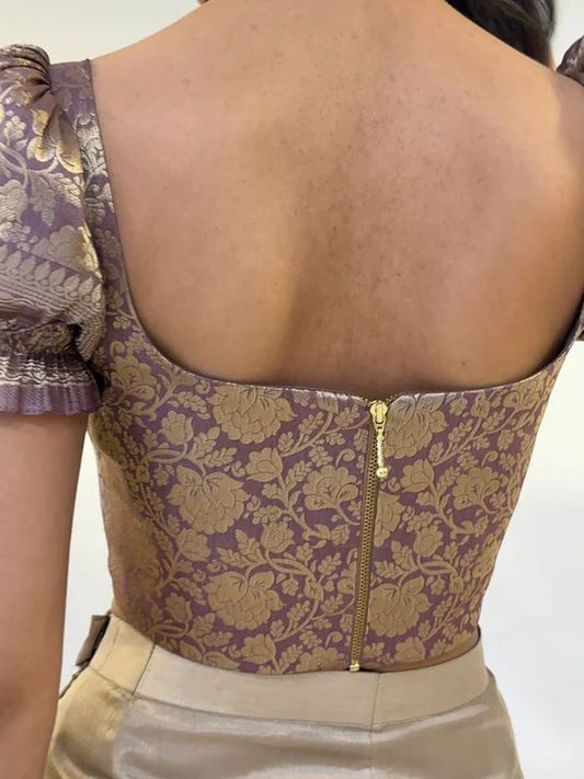 रोज़ गोल्ड शॉर्ट स्लीव कॉर्सेट