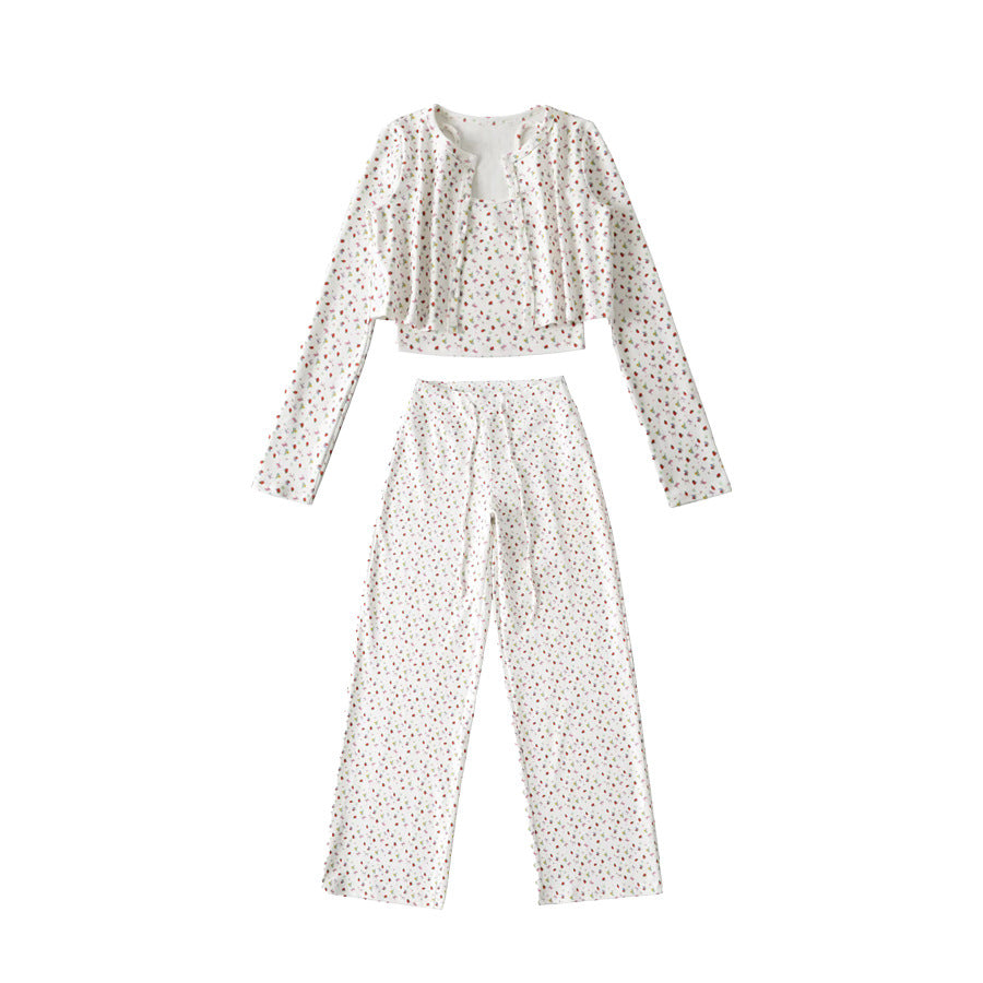 Arrival Floral Velvet Relaxed Cami Shirt And Floor-Length Pants Set