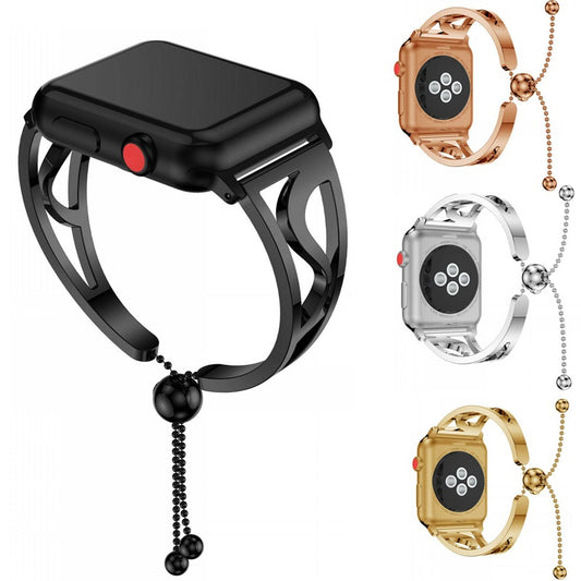 आईवॉच सीरीज़ 3, 2, 1 के लिए एडजस्टेबल स्टेनलेस स्टील स्ट्रैप वाली वॉच बैंड (38mm और 42mm)।