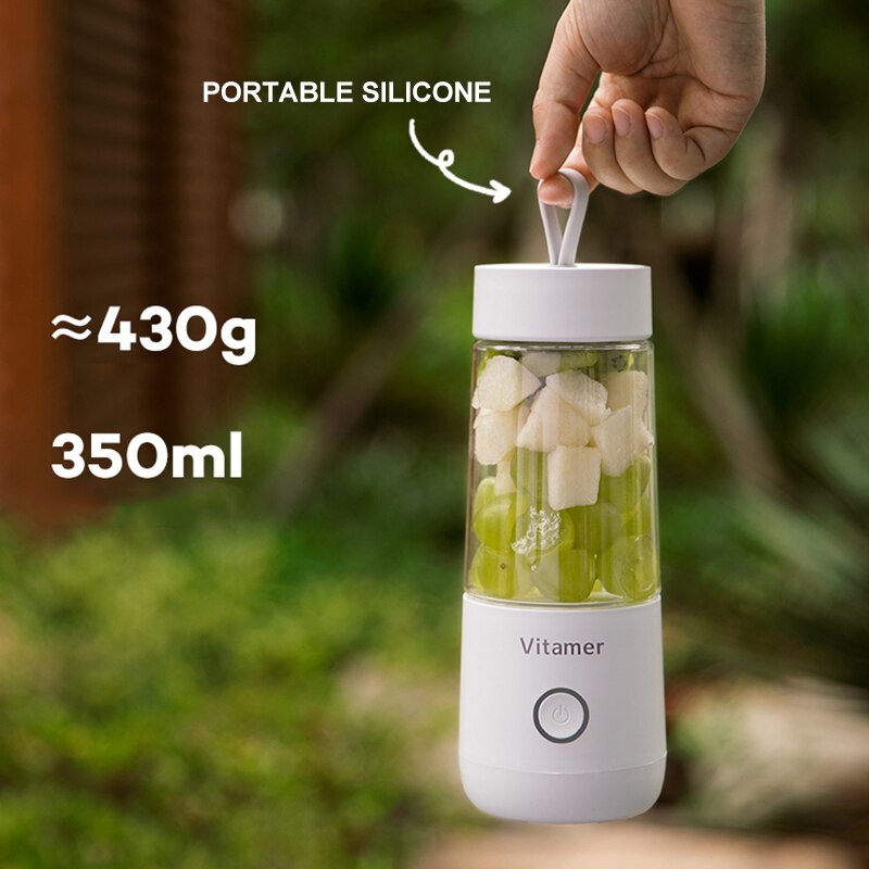 خلاط وعصارة محمول سعة 350 مل، كهربائي، قابل لإعادة الشحن عبر منفذ USB، كوب سموثي، زجاجة خلاط عصير، أدوات مطبخ قابلة للشحن عبر USB