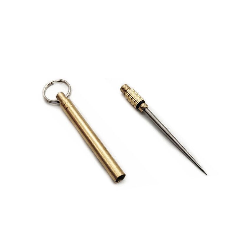 Brass Portable Waterproof Warehouse Titanium Alloy Toothpick Combination Toothpick Brass Cylinder Outdoor Portable Butt Toothpick