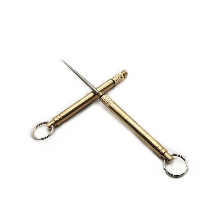 Brass Portable Waterproof Warehouse Titanium Alloy Toothpick Combination Toothpick Brass Cylinder Outdoor Portable Butt Toothpick
