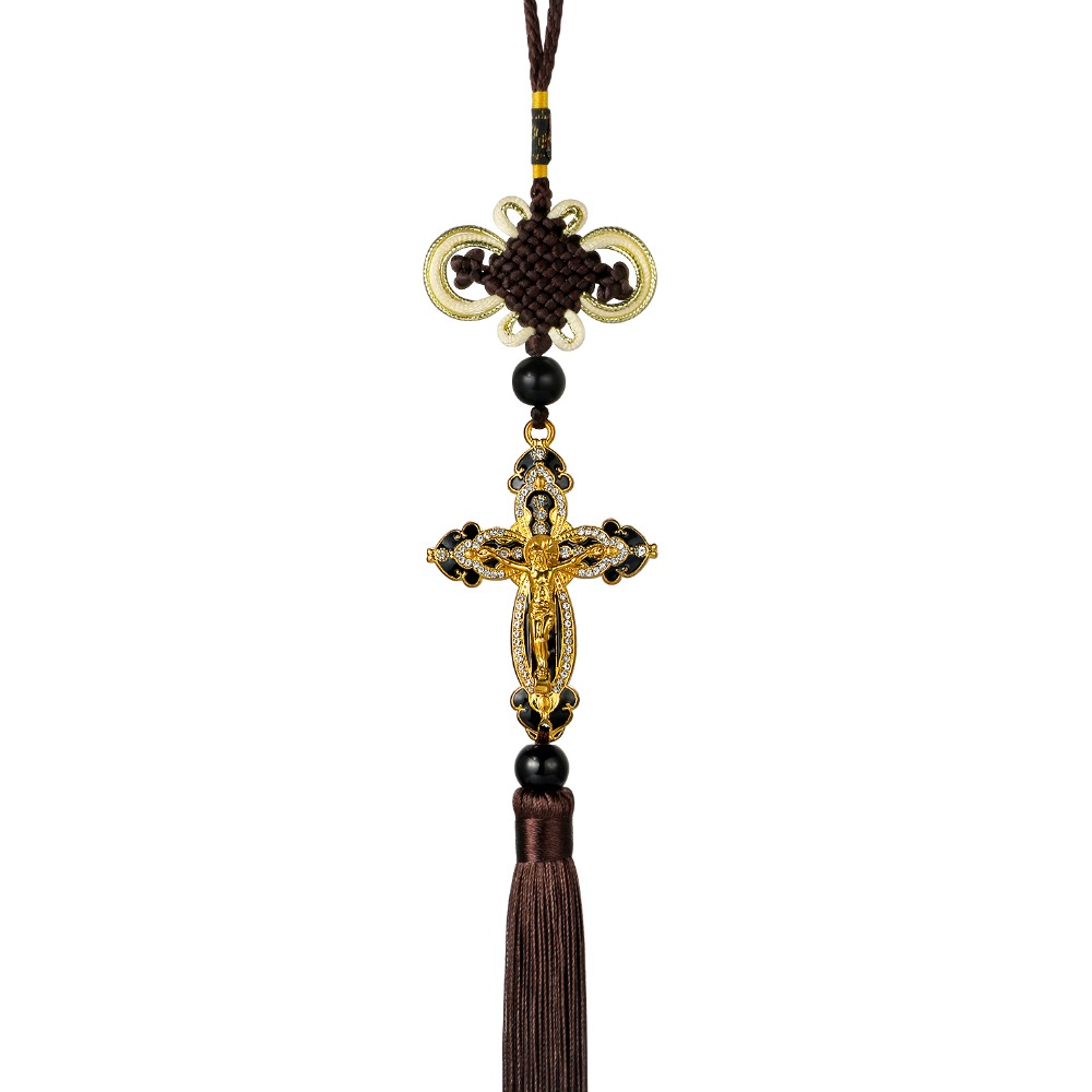 Golden Cross Car Hanger High-End Car Interior Ornaments Car Pendant Pendant Tassel Decorative Pendant