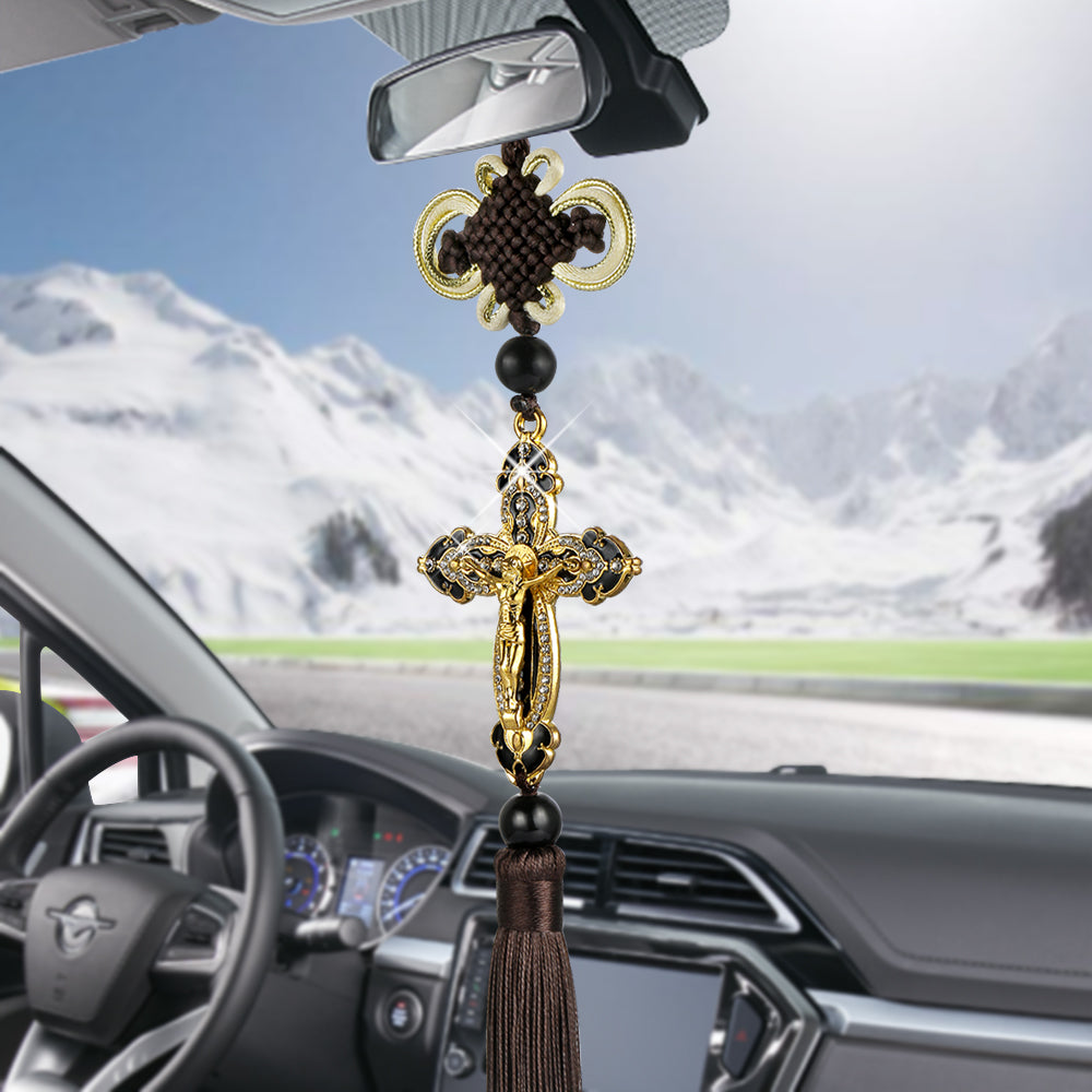 Golden Cross Car Hanger High-End Car Interior Ornaments Car Pendant Pendant Tassel Decorative Pendant