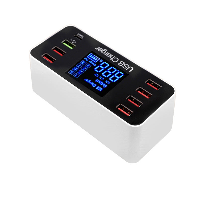 شاشة LCD رقمية بثمانية منافذ، شاحن ذكي USB بثمانية منافذ
