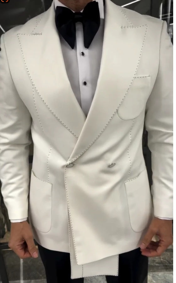 جاكيت بدلة أبيض أنيق للرجال 