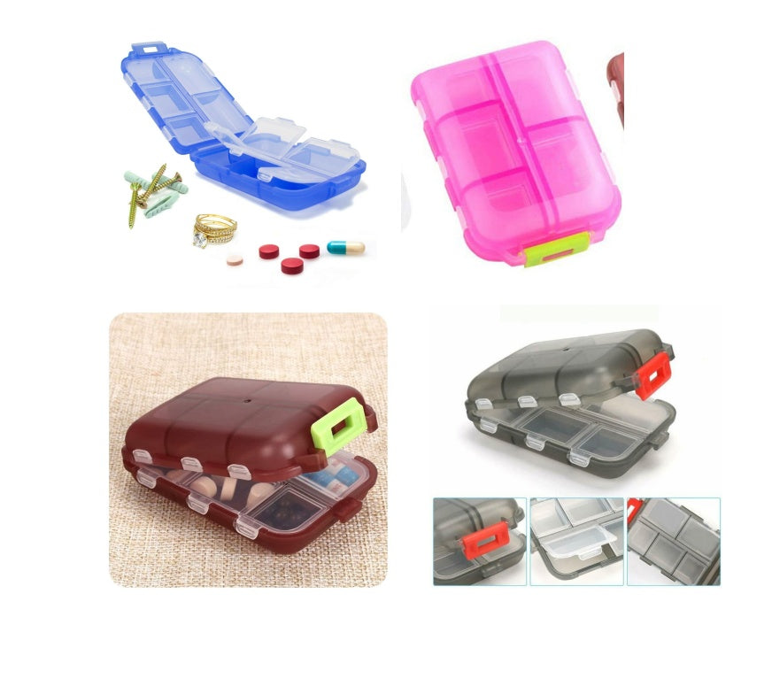 منظم حبوب للسفر، علبة حبوب مقاومة للرطوبة بعشرة أقسام، مناسبة لحقيبة الجيب، حافظة حبوب يومية، حامل أدوية وفيتامينات محمول