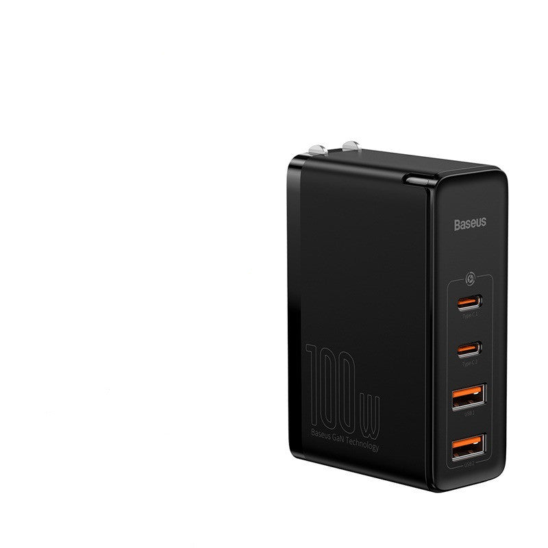 شاحن هاتف محمول رباعي المنافذ بقوة 100 واط بتقنية GaN