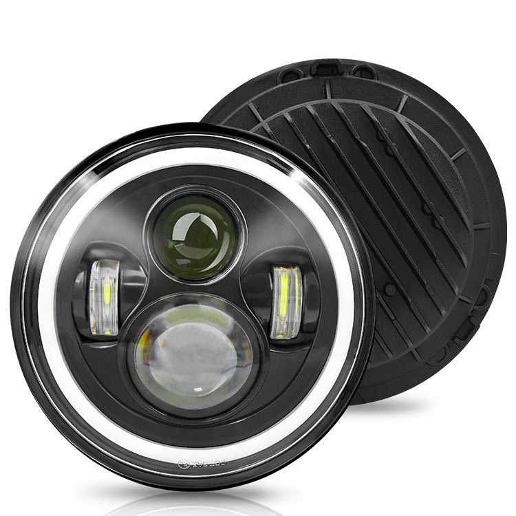 مصباح عمل LED معدل مقاس 7 بوصات بتقنية RGB Angel Eye بقدرة 50 واط للسيارات الكبيرة