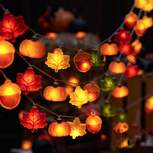 Creative Holiday Decoration LED Maple Leaf Pumpkin Lighting Chain