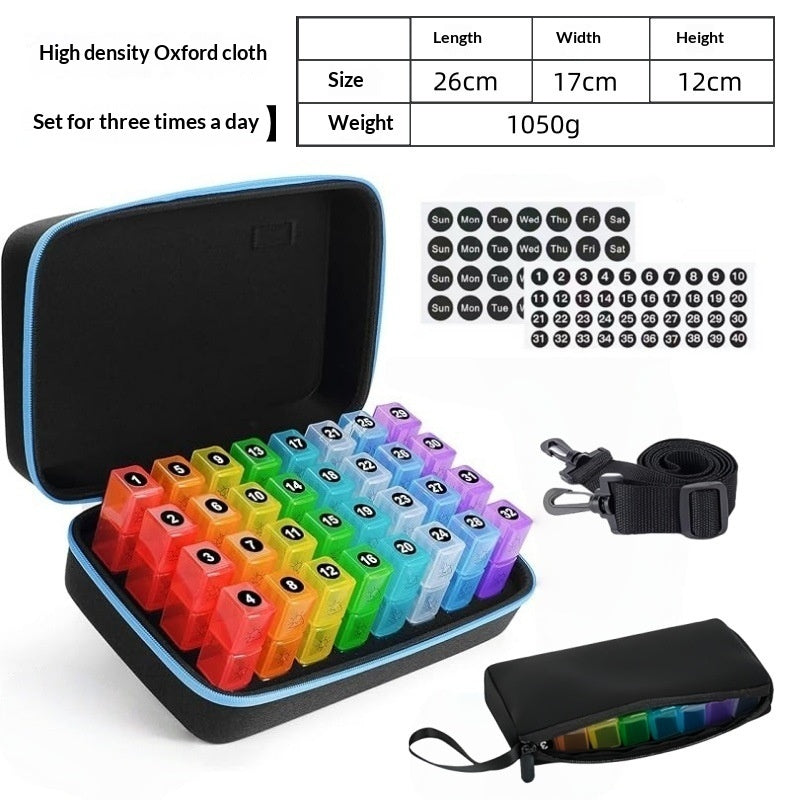 31-day Monthly Pill Organizer With 31 Compartments Waterproof Leather