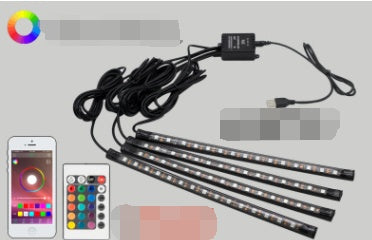 कार के लिए सिंगल एटमॉस्फियर लैंप 5V USB 12V कार चार्जिंग एटमॉस्फियर लैंप, चार म्यूजिक साउंड कंट्रोल इंटीरियर लाइट्स के लिए एक