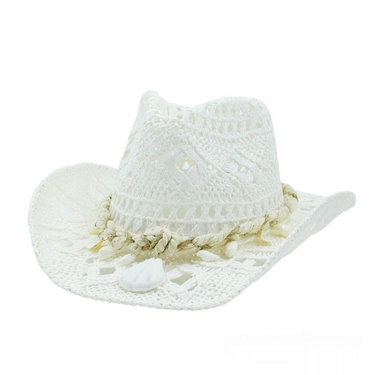 Shell Straw Cowboy Hat Woven Sunshade