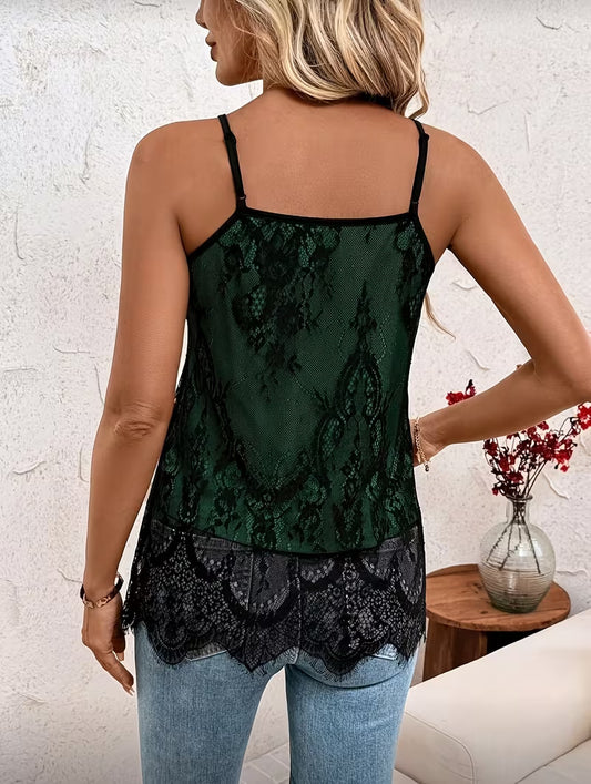 V-neck Lace Patchwork Women's Camisole Vest