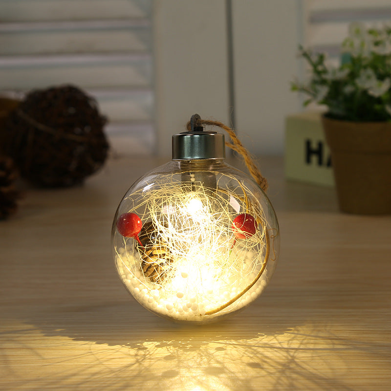 Christmas Hanging Decoration Interior Transparent Ornaments LED Warm White Light Christmas Ball