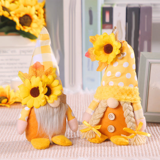 Autumn Sunflower Couple Rudolf Doll Standing Posture