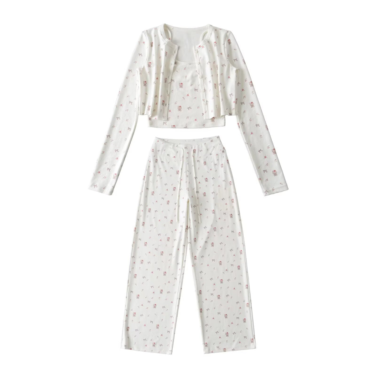 Arrival Floral Velvet Relaxed Cami Shirt And Floor-Length Pants Set