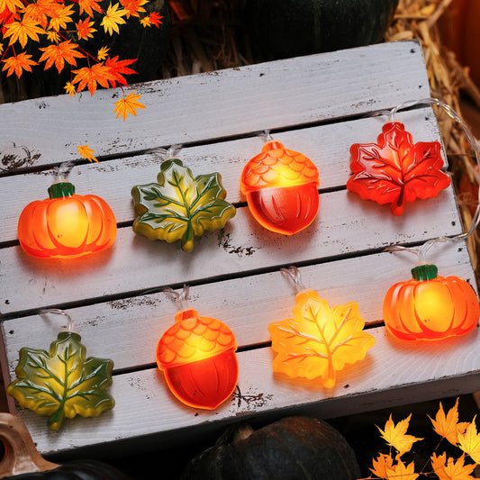 Creative Holiday Decoration LED Maple Leaf Pumpkin Lighting Chain