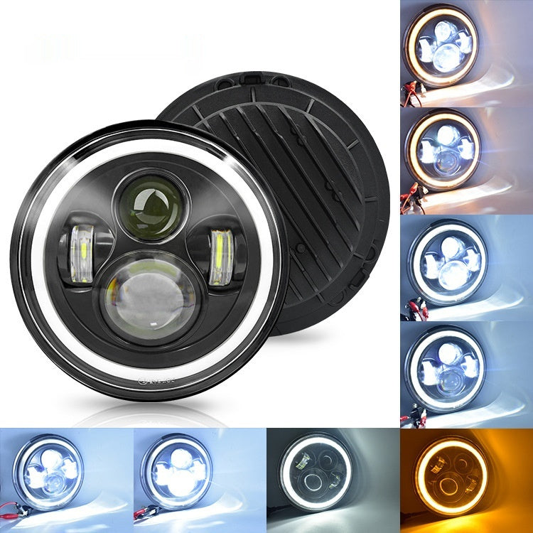 مصباح عمل LED معدل مقاس 7 بوصات بتقنية RGB Angel Eye بقدرة 50 واط للسيارات الكبيرة