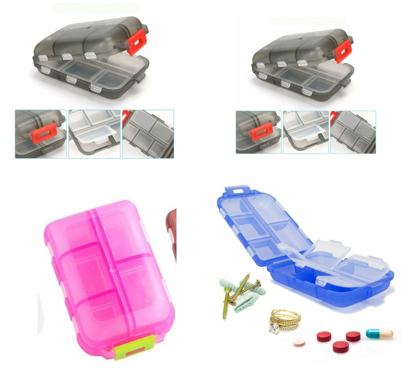 منظم حبوب للسفر، علبة حبوب مقاومة للرطوبة بعشرة أقسام، مناسبة لحقيبة الجيب، حافظة حبوب يومية، حامل أدوية وفيتامينات محمول