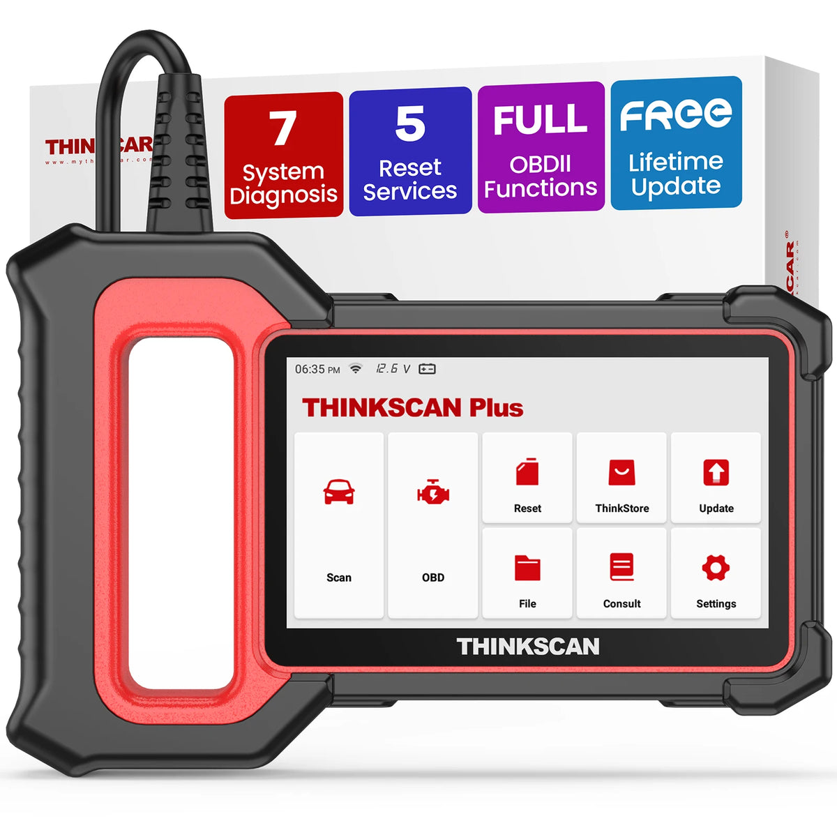جهاز فحص أعطال السيارات Thinkscan Plus S7 OBD2، ماسح ضوئي لتشخيص أعطال المحرك، ونظام منع انغلاق المكابح (ABS)، وناقل الحركة، ومكيف الهواء، ووحدة التحكم الإلكترونية (BCM)، والوسائد الهوائية، وقارئ أكواد الأعطال، وأدوات فحص السيارات.