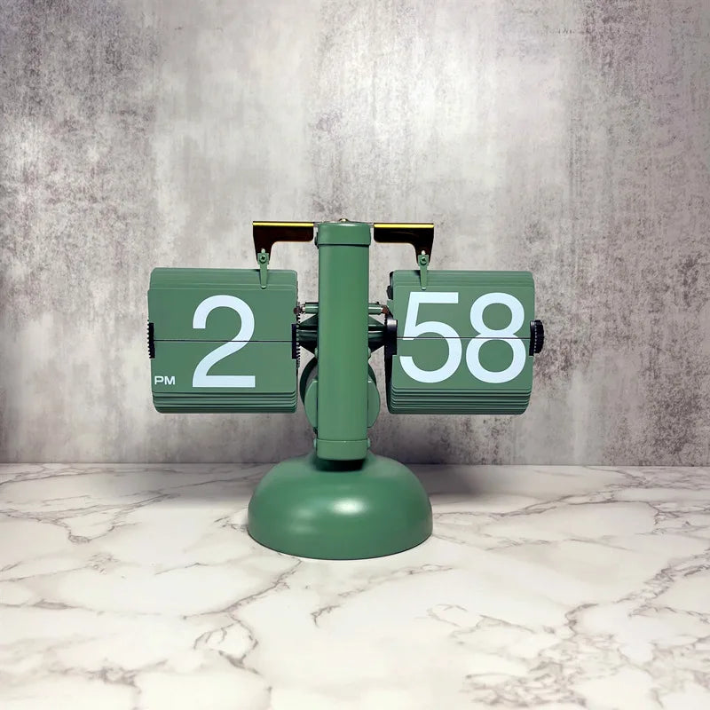 Custom European-Style Retro Table Clock Automatic Flip Mechanism Calendar Features ABS Material Triangle Shape Wall Decor Living