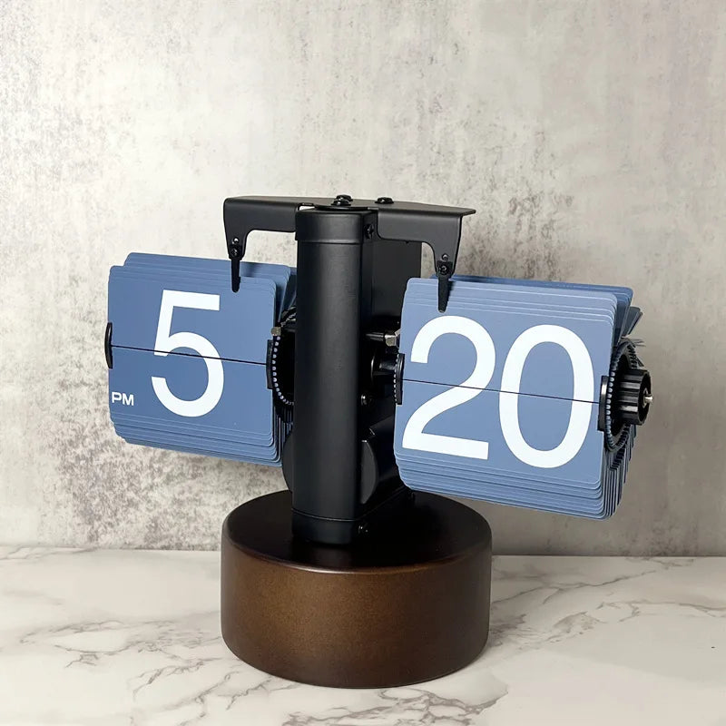Custom European-Style Retro Table Clock Automatic Flip Mechanism Calendar Features ABS Material Triangle Shape Wall Decor Living