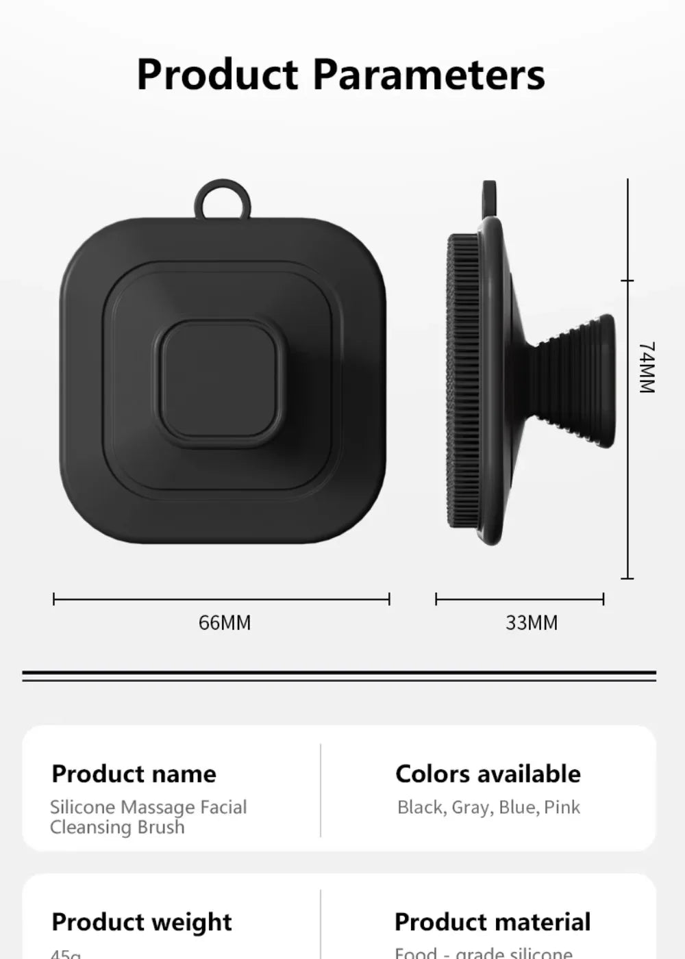 2-in-1 Men's Silicone Brush - Square Face & Beard Exfoliator, Travel-Size Deep Cleanser for Grooming Essentials