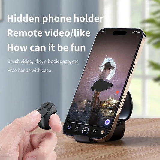Bluetooth Ring Remote Control One Click Selfie Page Turning Roller Fingertip Controller for Phone Liking Scrolling Hands Free