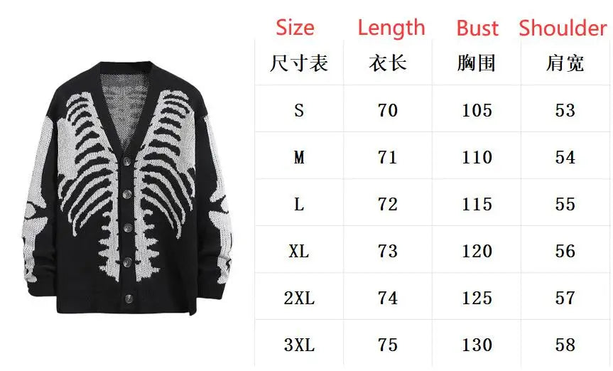 Autumn Winter Knit Sweater Coat 2026 Halloween Skull Knitted Cardigan Women Loose Female V Neck Coat Long Sleeve Tops Jacket