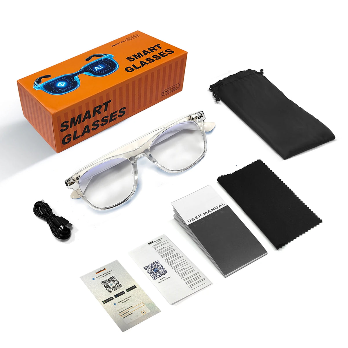 Smart Glasses AI translation 100+ Languages Make Receive Calls Music Calling Noise Reduction Light BT TWS Glasses Men Women