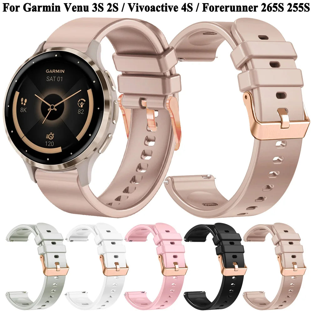 गार्मिन वेनू 3S 2S वीवोएक्टिव 4S फोररनर 265S 255S के लिए 18mm महिलाओं का सिलिकॉन स्मार्ट वॉच स्ट्रैप रिस्टबैंड ब्रेसलेट वॉचबैंड
