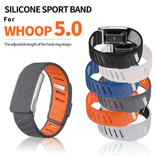 Sports Rubber Watch Band For Whoop 5.0 Dual Colors Silicone Strap For WHOOP MG Bracelet with Metal Frame Wristband