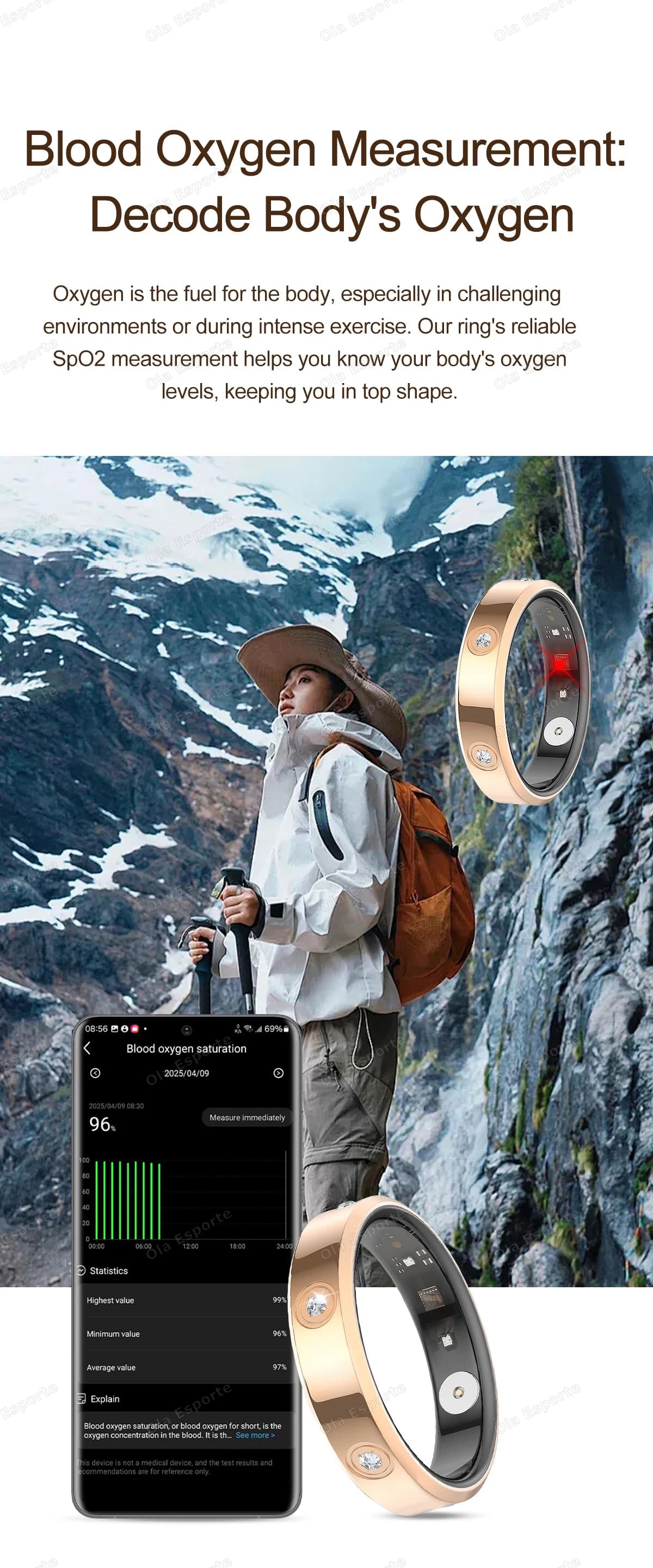 2025 स्मार्ट रिंग, महिलाओं और पुरुषों के लिए, बेहद पतली 6.3 मिमी हार्ट रेट हेल्थ स्ट्रेस मापन मॉनिटर, IP68 वाटरप्रूफ, फैशनेबल स्पोर्ट्स रिंग।