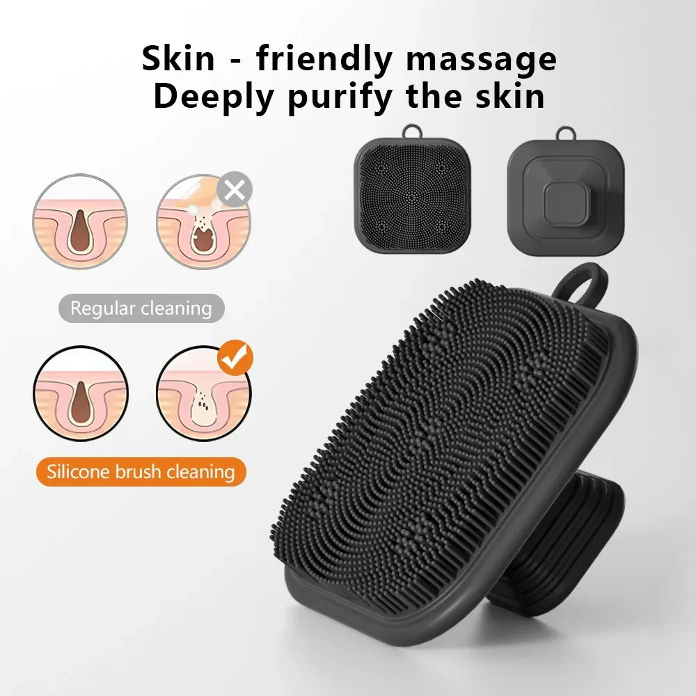 2-in-1 Men's Silicone Brush - Square Face & Beard Exfoliator, Travel-Size Deep Cleanser for Grooming Essentials
