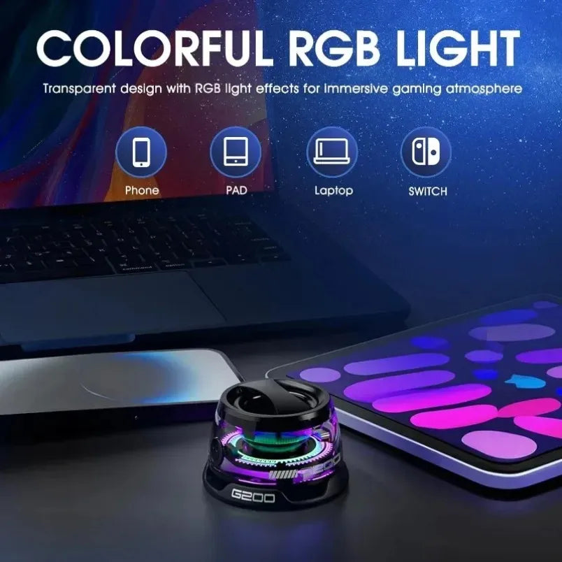 Mini Travel Stereo Speaker Outdoor Magnetic Bluetooth Speaker Wireless Portable with RGB Color Light and Phone Holder for IOS