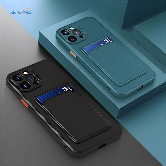 iPhone 16 Pro Max 15 14 Plus 11 12 13 Mini SE के लिए सिलिकॉन वॉलेट केस फंडा, कार्ड होल्डर स्लॉट बैक कवर और सुरक्षात्मक एक्सेसरीज़