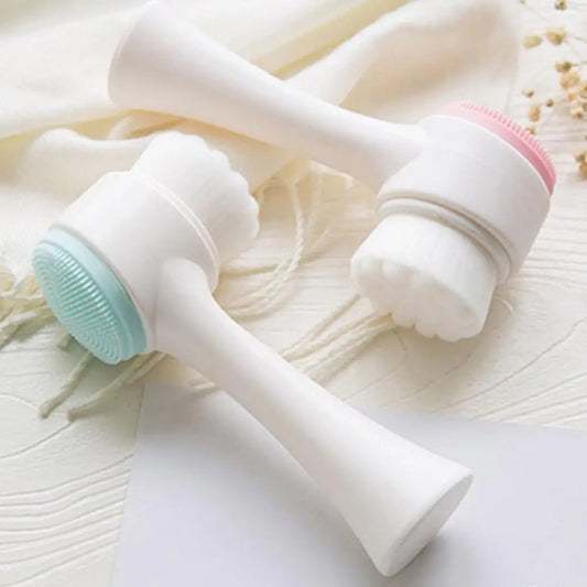 3D double sided silicone Face Cleansing Brush Soft Bristles Exfoliator Gentle Face washing and scrubbing tool