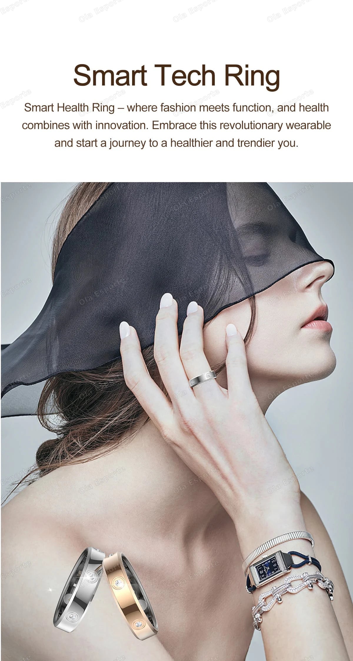 2025 स्मार्ट रिंग, महिलाओं और पुरुषों के लिए, बेहद पतली 6.3 मिमी हार्ट रेट हेल्थ स्ट्रेस मापन मॉनिटर, IP68 वाटरप्रूफ, फैशनेबल स्पोर्ट्स रिंग।