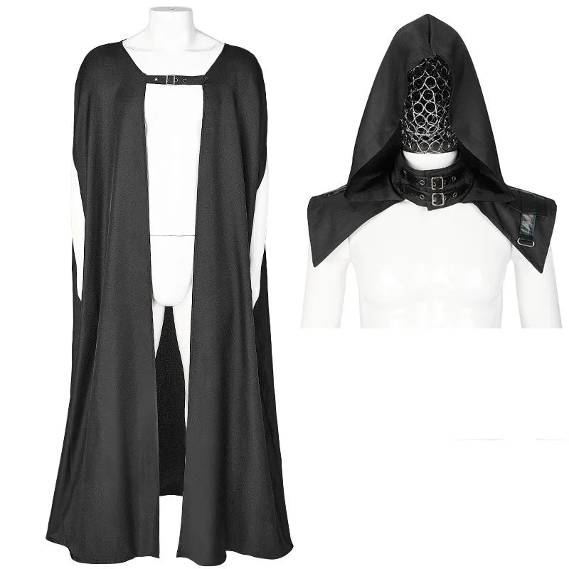 2025 Vintage Euro-American Medieval Wizard Cosplay Costume, Halloween Gothic Hooded Wizard Death Cloak Cape Unisex ,Plus Size